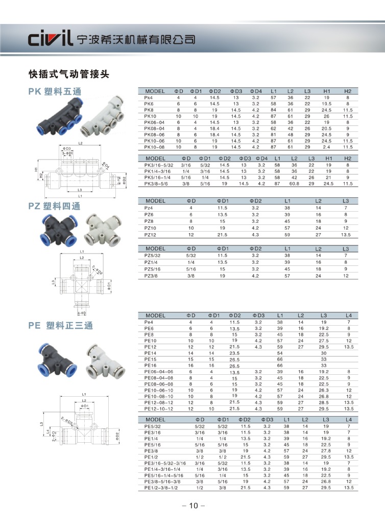 pe水管有几种接头型号